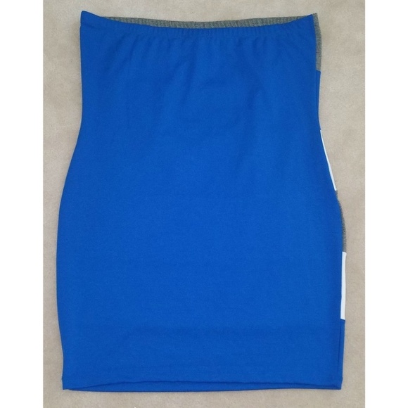 Last Exit Skirt Size 3X Gray White Blue Color Block Stripes Elastic Waistband - Picture 5 of 5